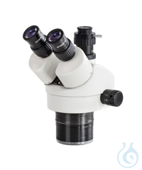 Stereo-Zoom-Mikroskopkopf, (Beleuchtung integriert); 0,7x-4,5x; Trinokular Um...